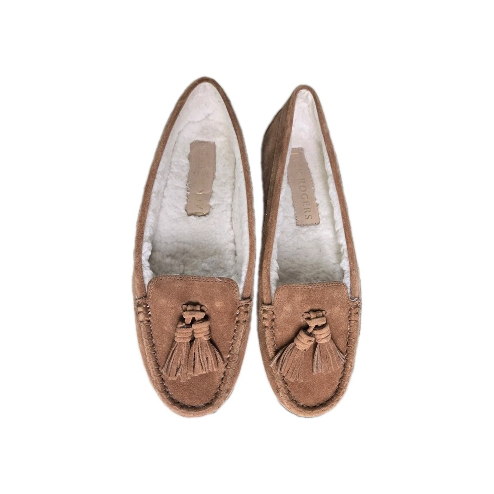 Jack Rogers Melnick Tassel Suede Moccasin Loafers Sherpa Lining Size 8.5B Narrow